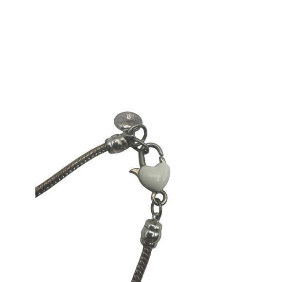 Crystal Beaded Bracelet Silver Tone Heart Star Charms Adjustable Chain Jewelry - Picture 3 of 6